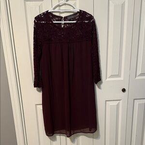Luxology Burgundy Long Sleeve Dress